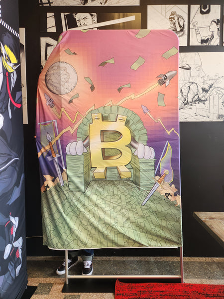 Bitcoin Comic Double Sided Banner